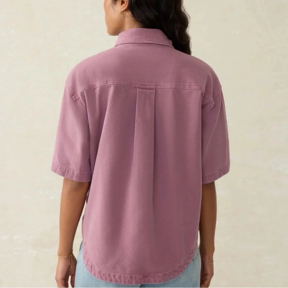 Faherty Sunwashed Canvas Overshirt - Weathered Orchid Women’s Size Medium - Picture 3 of 8